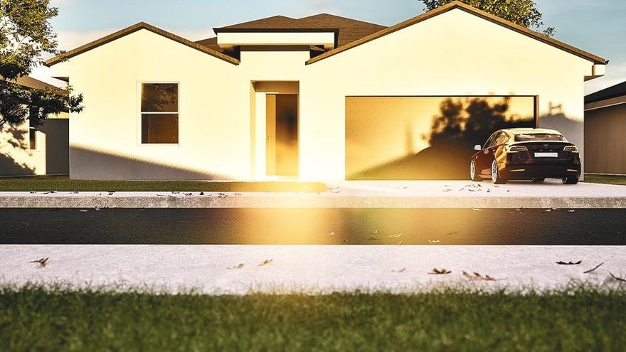 Single-family home at sunset in Belleview, Florida