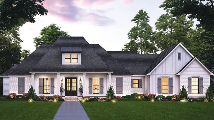 Luxury ranch home at dusk in Belleview, Florida